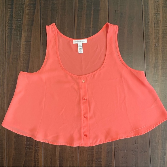 Ambiance Apparel Coral Sheer Crop Top NEW - Picture 1 of 5